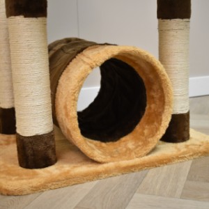 Kratzbaum Kimo hat einen lustigen Tunnel für Ihre Katze