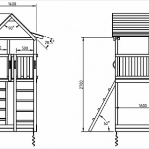 Der hohe Pagoda-Spielturm mit verschiedenen Höhenmaßen