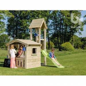 Spielhaus Lookout niedrig mit Rutsche - Blue Rabbit