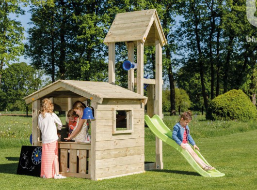 Spielhaus Lookout niedrig mit Rutsche - Blue Rabbit