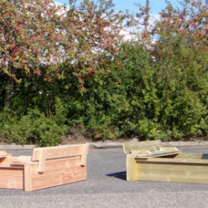 Sandkasten aus Holz Cubic Twist, auch verfügbar in Douglasienholz