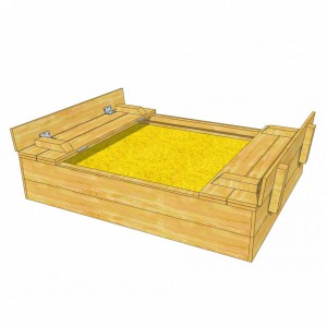 Sandkasten Cubic mit Klappbänken • Douglasienholz • 120x150cm