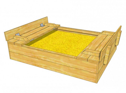 Sandkasten Cubic mit Klappbänken • Douglasienholz • 120x150cm