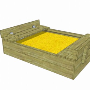 Sandkasten Cubic ist verfügbar in imprägniertes Fichtenholz oder Douglasienholz