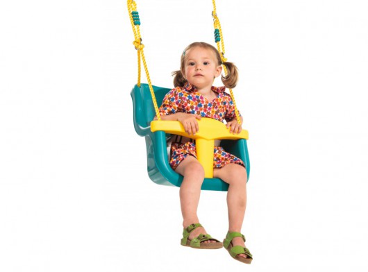 Babyschaukel Turquoise/gelb • mit gelb PP-Seil