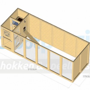 Voliere/Hühnerstall Flex 6.2 mit Schleuse, 3 Räume, Legenest und Luxus Dachsystem