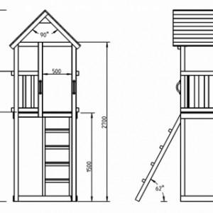 Maße des Spielgeräts Kiosk hoch