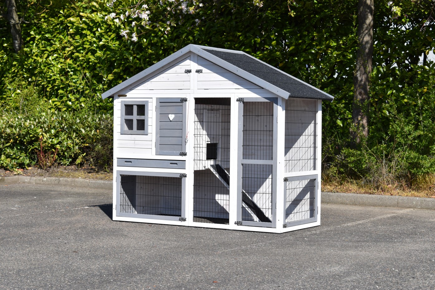 Kaninchenstall Holiday Medium White-grey mit Nagerschutz
