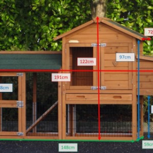 Verschiedene Abmessungen von der Kaninchenstall Prestige Small