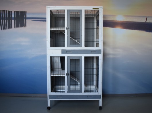 Kaninchenstall Beau Weiß-Grau 83x54x156cm