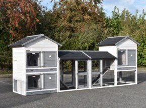 Hühnerstall Prestige Medium mit 2 Ausläufe und Double Medium · 405x91x150cm