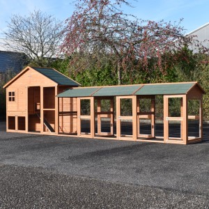 Kaninchenstall Holiday Large mit 3 Auslaüfe 614x100x195cm