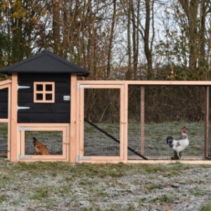 Der Stall Rosy ist geeignet für Hühner und Kaninchen