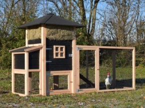 Hühnerstall Heuhaufen Rosanne mit Legenest und Anbau-Auslauf 300x114x180cm