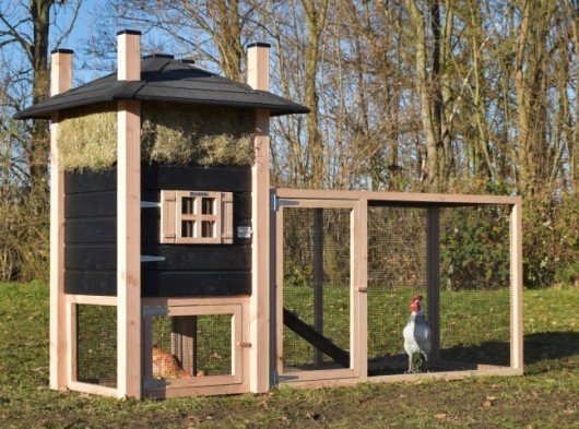 Hühnerstall Heuhaufen Rosa mit Anbau-Auslauf 279x114x180cm