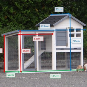 Kaninchenstall Advance weiss grau - mit Isolierset 122x62x93cm