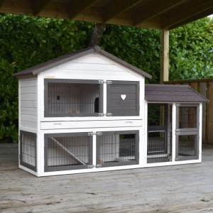 Kaninchenstall Regular Medium mit Auslauf rechts 200x67x118cm
