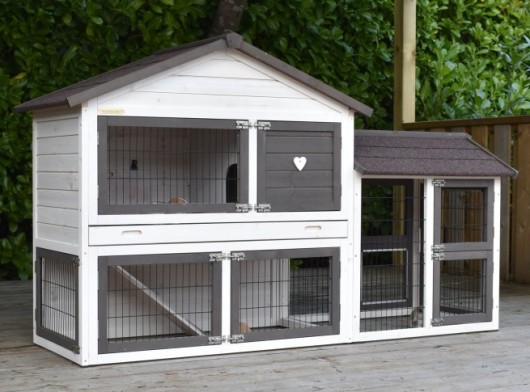 Kaninchenstall Regular Medium mit Auslauf rechts 200x67x118cm
