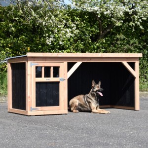Hundehütte Isa 1 mit Veranda - Douglas/schwarz 242x122x113cm