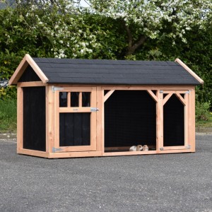 Kaninchenstall Belle 1 mit Spitzdach 254x129x140cm