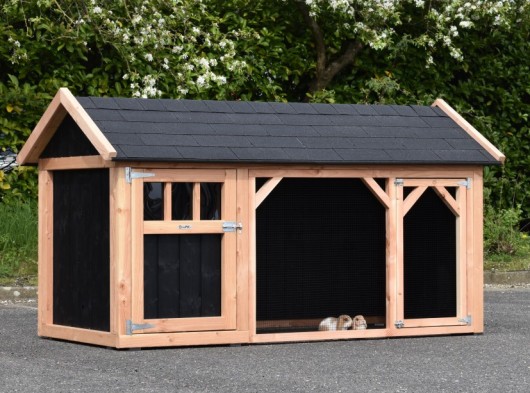 Kaninchenstall Belle 1 mit Spitzdach 254x129x140cm