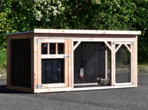 Kaninchenstall Belle 2 · Douglasien/schwarz · 242x122x113cm