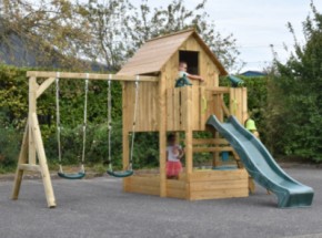 Spielhaus Dream 120 mit Rutsche, Schaukel & Küche 415x415x286cm