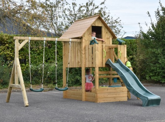Spielhaus Dream 120 mit Rutsche, Schaukel & Küche 415x415x286cm