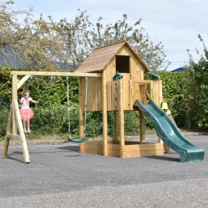 Spielhaus Dream 120 + Rutsche & Schaukel 415x415x286cm