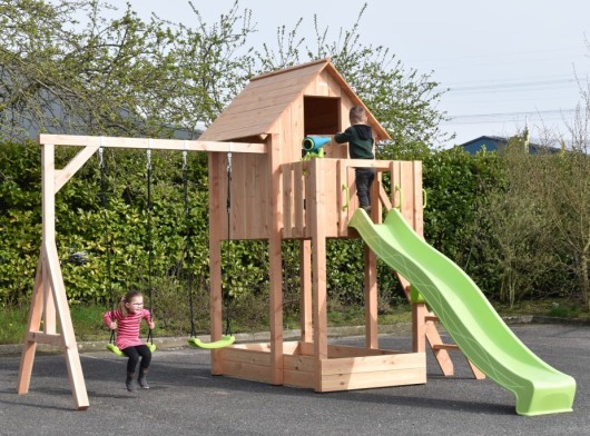 Spielhaus Dream 150 mit Rutsche & Schaukel • Douglasien • 431x460x316cm