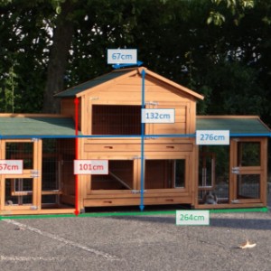 Kaninchenstall Excellent Medium mit Auslauf und Isolierset - Redbrown 276x67x132cm