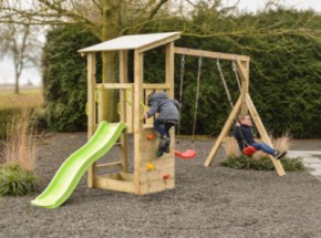 Spielturm Plan 90+ mit Rutsche & Schaukel · 168x439x226cm