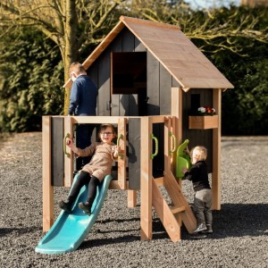 Spielhaus Dream 60 mit Rutsche · douglasien/schwarz · 166x343x226cm