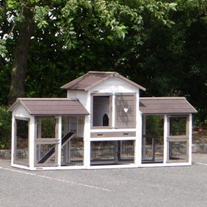Kaninchenstall Prestige Small Weiß Doppel 237x72x122cm