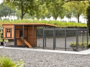 Kaninchenstall Judy mit Anbau-Auslauf · Brown · 379x100x105cm
