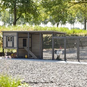 Hühnerstall Judy mit Anbau-Auslauf · Grey · 379x100x105cm