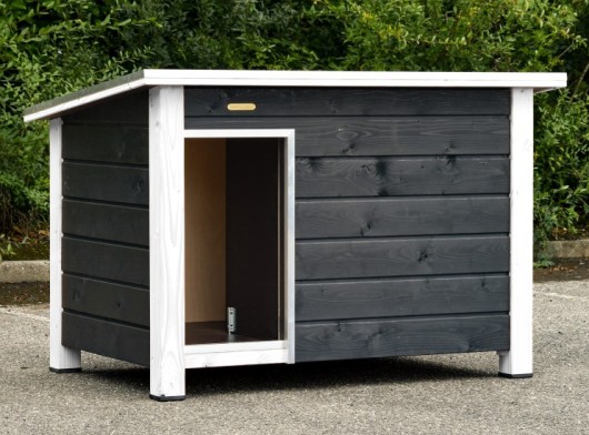 Hundehütte Wolf Schwarz/Weis