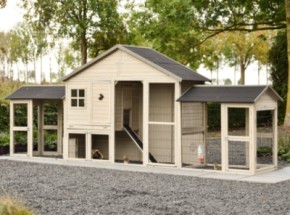 Kaninchenstall Holiday Large mit doppeltem Auslauf 489x100x195 cm