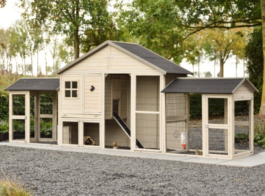Kaninchenstall Holiday Large mit doppeltem Auslauf 489x100x195 cm