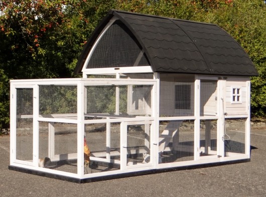 Kaninchenstall Kathedraal XL mit Anbau-Auslauf und Fundament 291x174x181cm