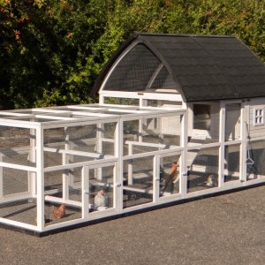 Kaninchenstall Kathedraal XL mit Anbau-Ausläufe und Fundamente 397x174x181cm
