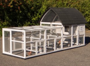 Kaninchenstall Kathedraal XL mit Anbau-Ausläufe und Fundamente 397x174x181cm
