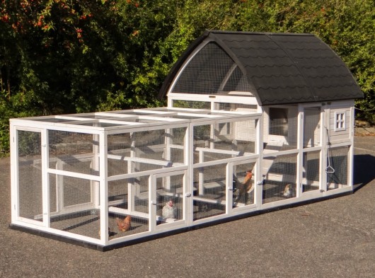 Kaninchenstall Kathedraal XL mit Anbau-Ausläufe und Fundamente 397x174x181cm
