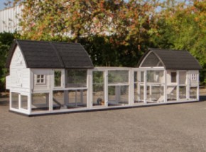 Hühnerstall Kathedraal Luxe - XL mit Anbau-Ausläufe und Fundamente 572x150x157cm