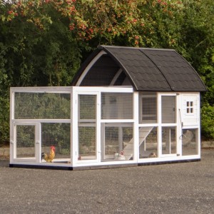 Kanninchenstall Kathedraal Large mit Anbau-Auslauf und Fundamente 286x150x157cm