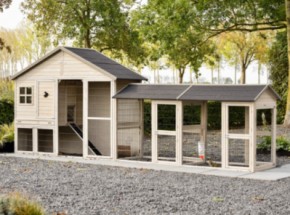 Kaninchenstall Holiday Large mit doppeltem Auslauf 489x100x195 cm