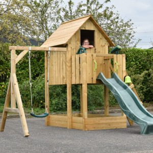 Spielhaus Dream 120 + Rutsche & Schaukel 375x415x286cm