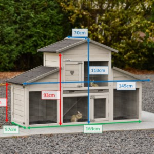 Verschiedene Größen des Kaninchenstalls Annemieke