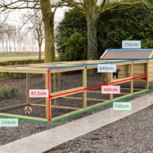 Kaninchenstall in verschiedenen Größen, Modell Eggy mit Doppelauslauf