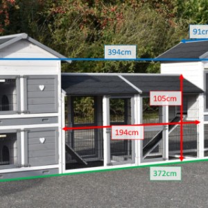 Kaninchenstall in verschiedenen Größen: Prestige Medium Weiß mit 2 Ausläufen und Doppel Medium